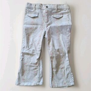 Rare Vintage Faded Glory Girls Floral Print Flares Green Pink Rose Cottagecore 6